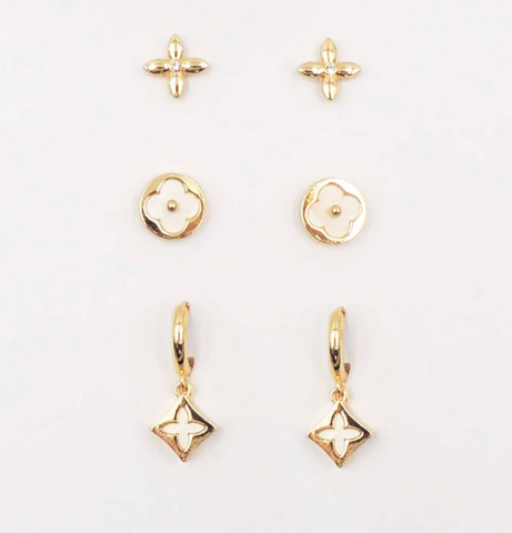 set of clover huggie hoops