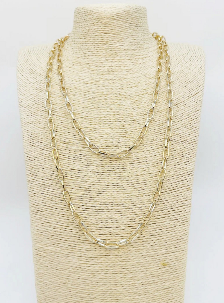 gold open chain necklace