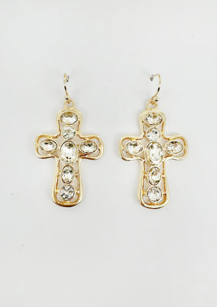 gold cross earrings