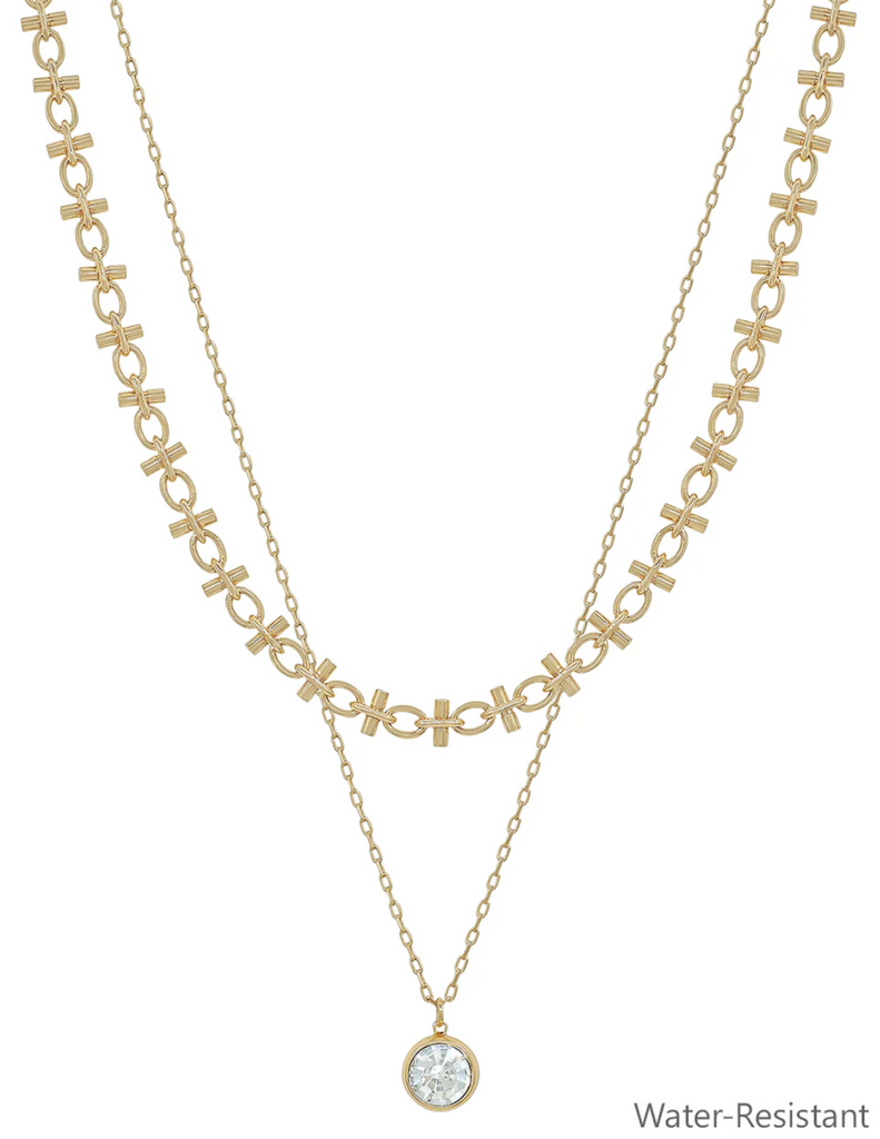 layered necklace with circle charms