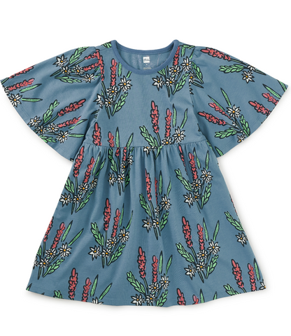 Butterfly Sleeve Dress - Block Print Floral