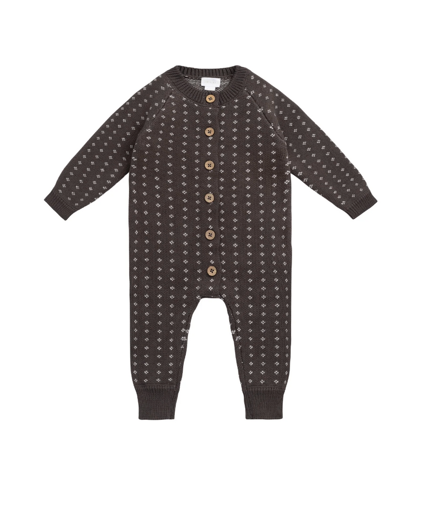 Dorian Onepiece - Knitted Diamonds Coffee