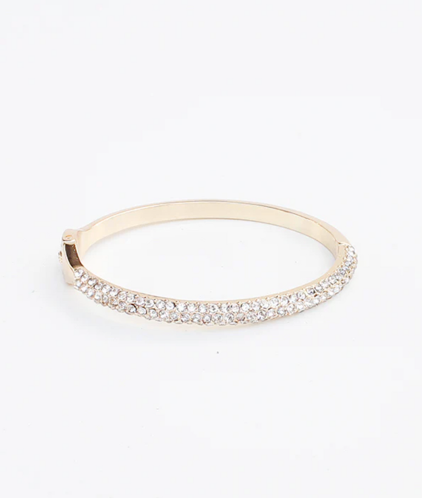 rhinestone gold hinged bracelet