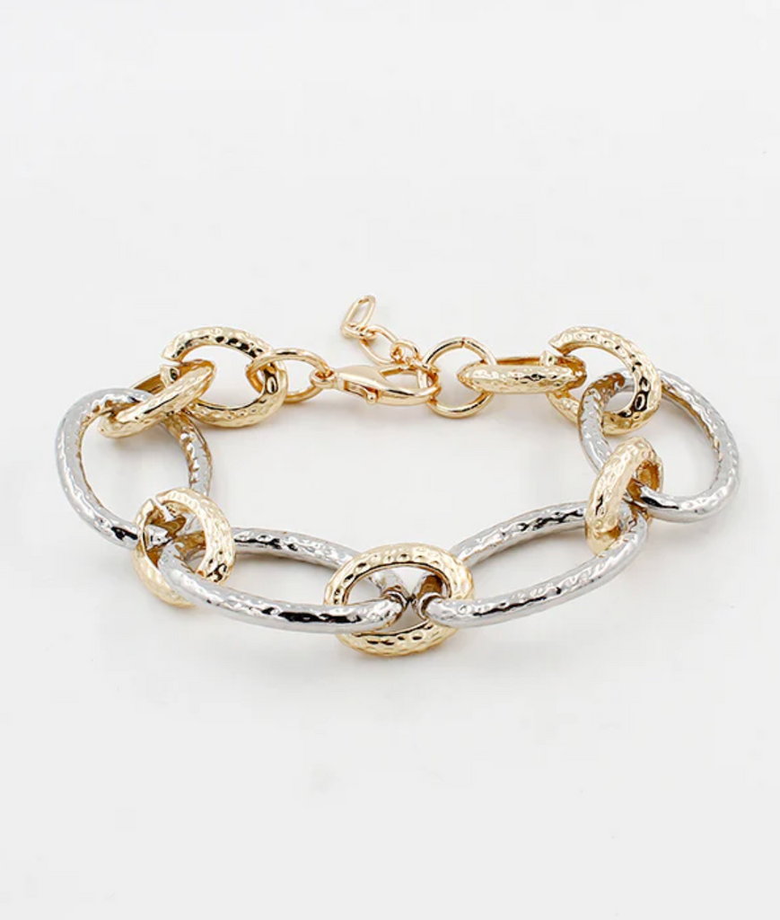 gold and silver hammered bracelet