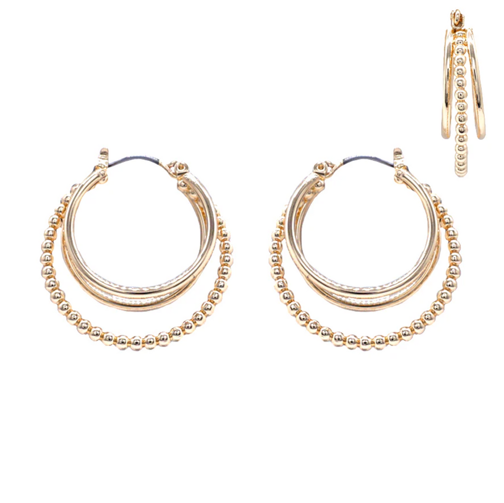 Gold Triple Layered Hoop Earring