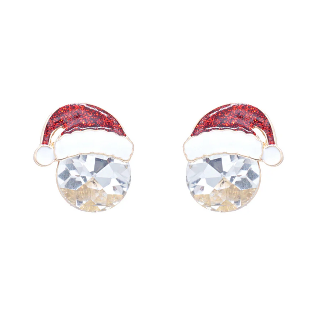 Christmas Clear Stone with Hat Earring