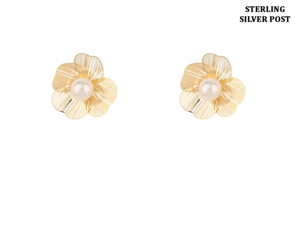 Gold Flower Post Earring - Hypoallergenic!