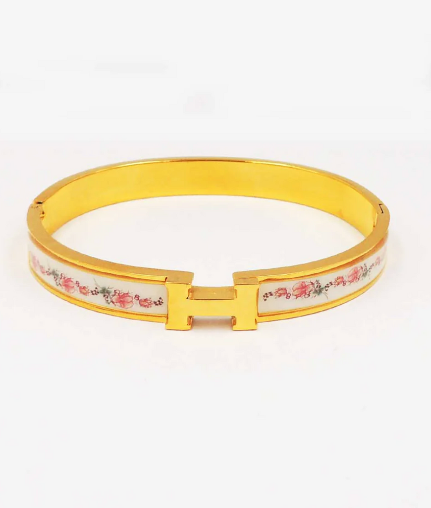 pink and white bangle bracelet