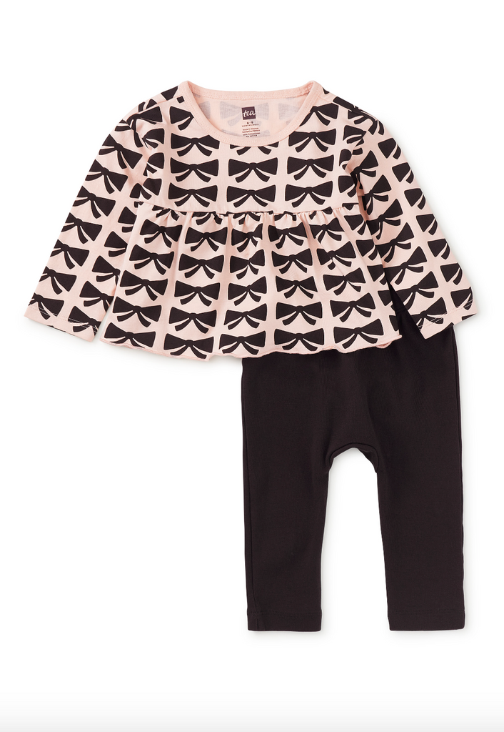 Peplum Top + Pants baby set - bows