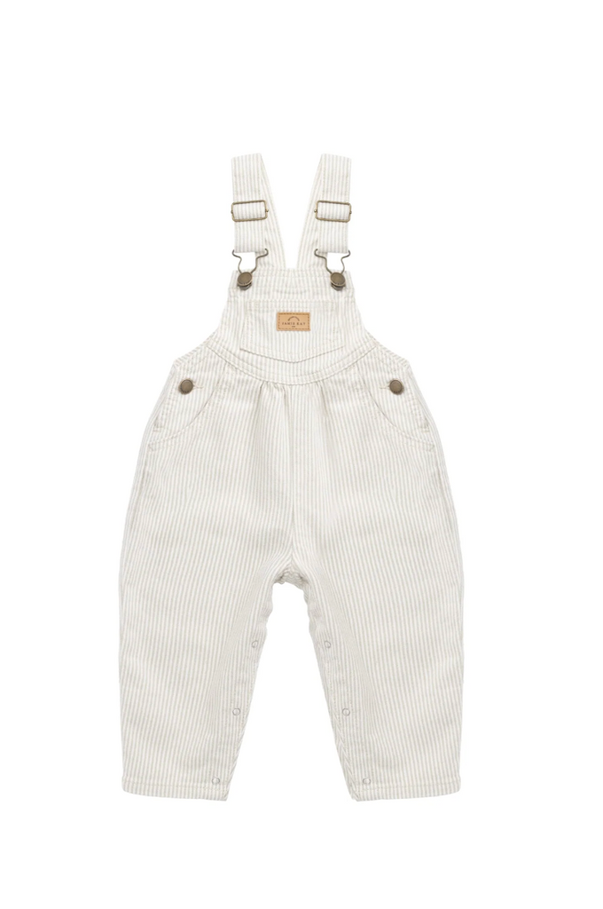 Cecil Overall - Vertical Stripe Sandy Brown/Cloud