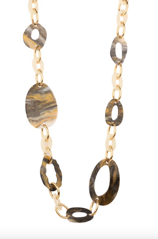 Gold, White and Grey Acrylic Necklace