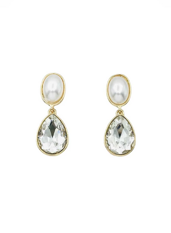 pearl and clear drop earring