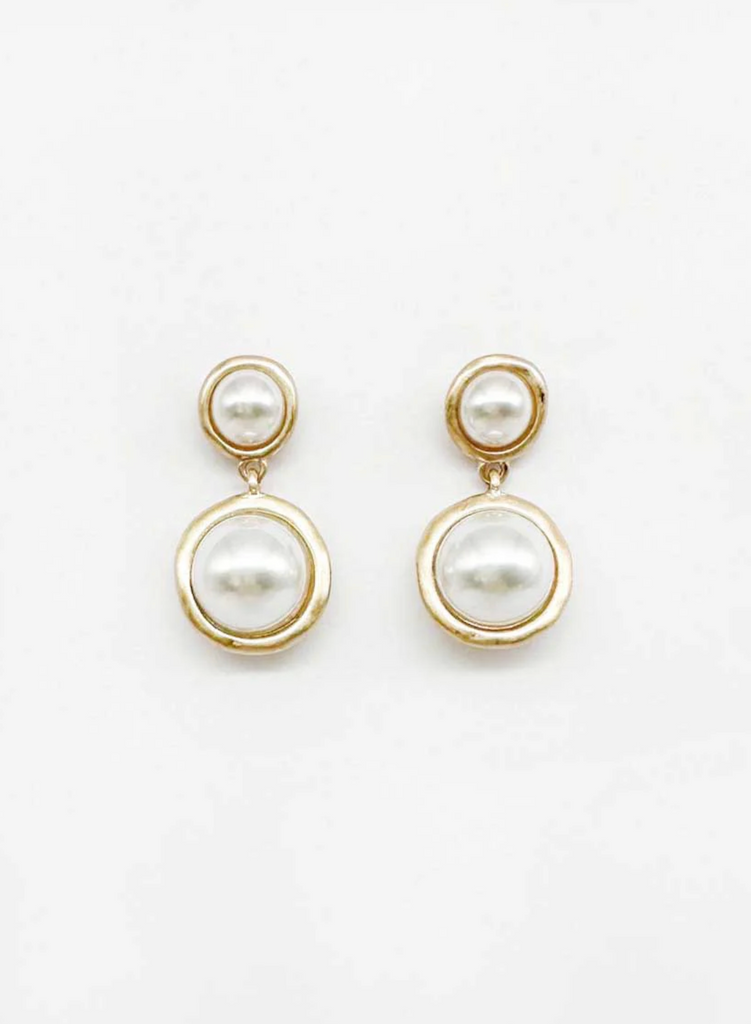 pearl double circle earring