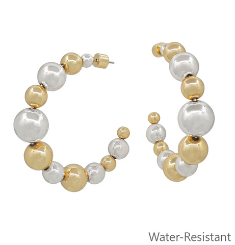gold and silver graduated bead hoop