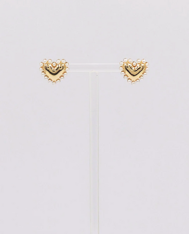 studded gold heart earring