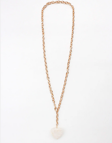 gold chain with natural stone heart necklace