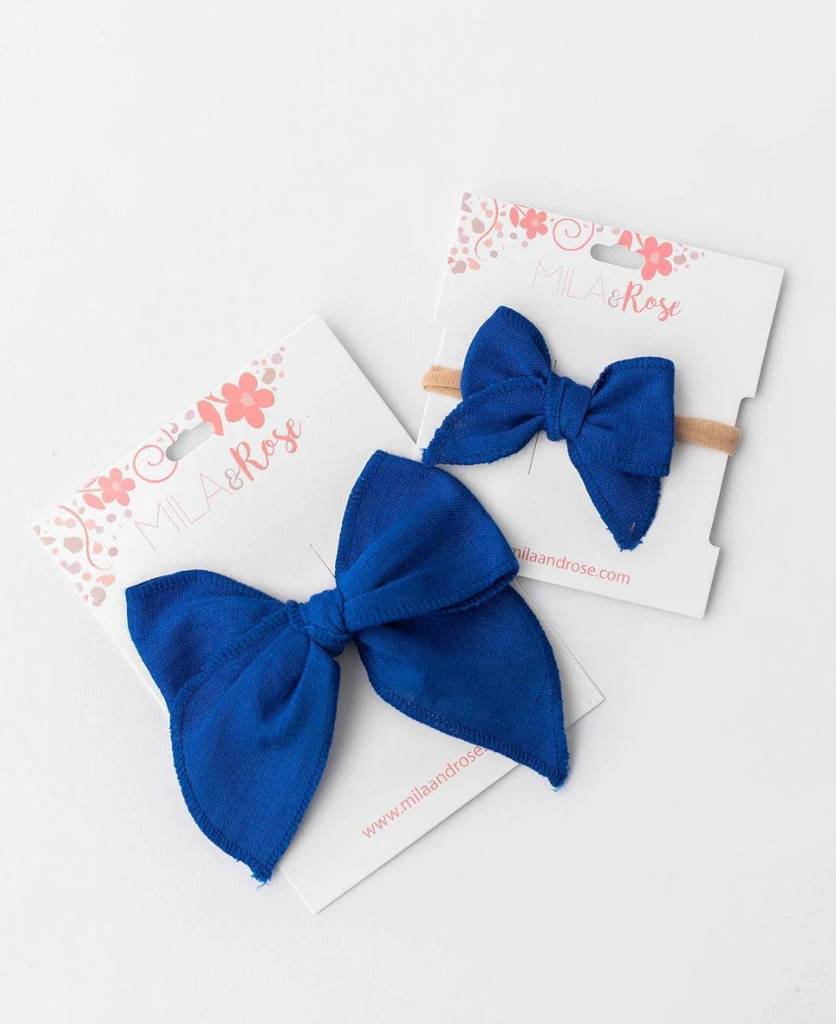 classic hair bow - royal blue