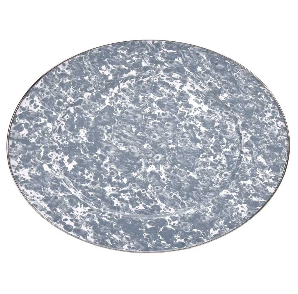 Golden Rabbit Splatter Oval Tray - Grey