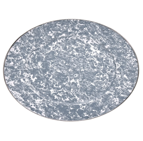 Golden Rabbit Splatter Oval Tray - Grey
