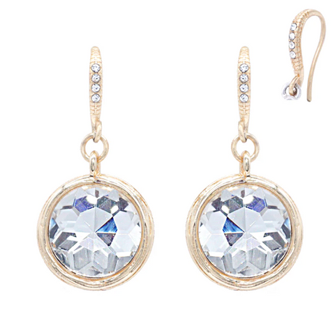 clear rhinestone and gold fishook earring