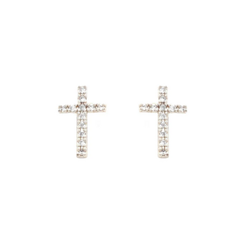 silver rhinestone cross stud