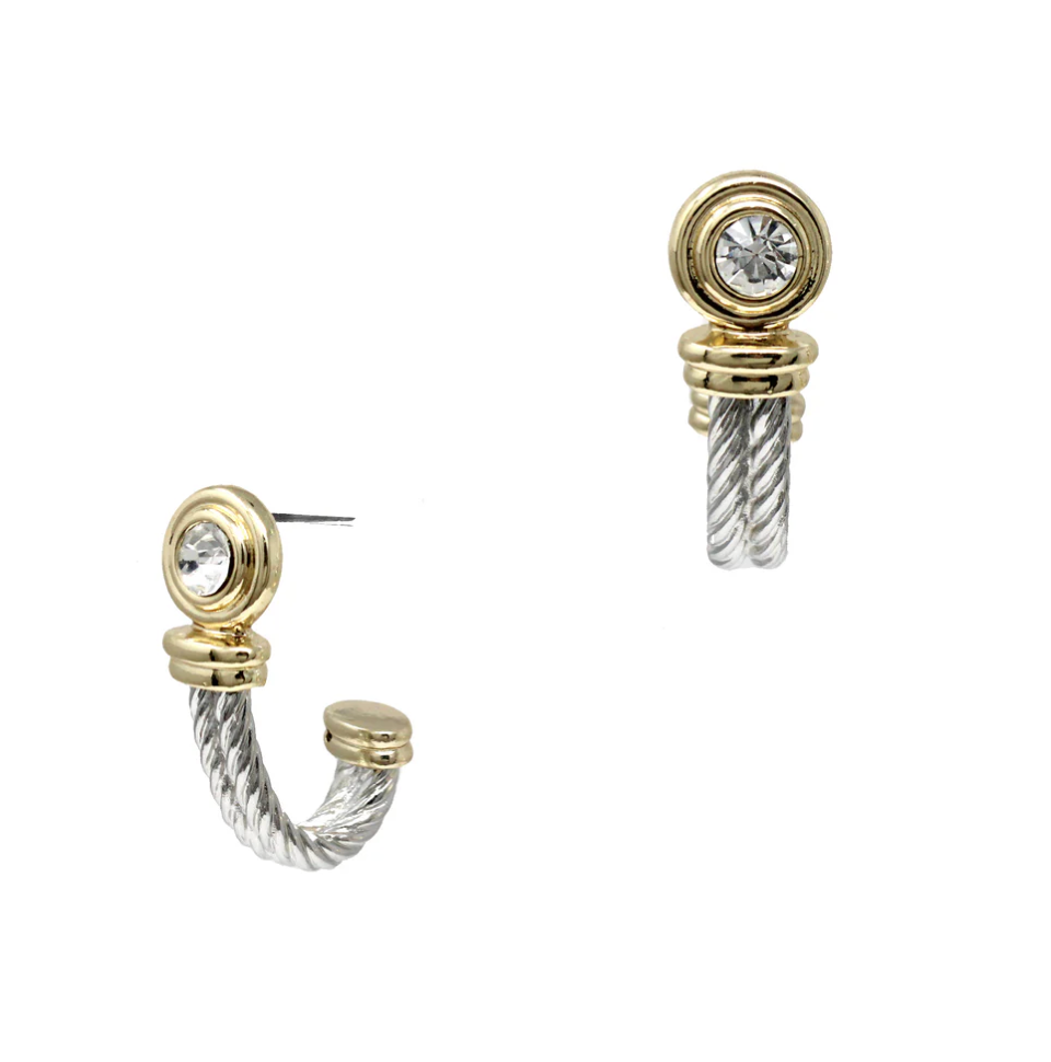 clear crystal with gold open circle with silver