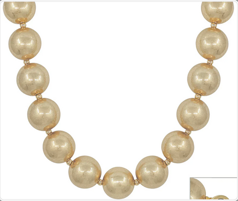 large 30mm worn gold beaded necklace