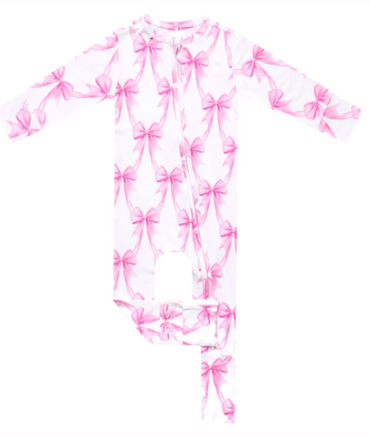 Copper Pearl Convertible Zip Footie - Bow My Gosh