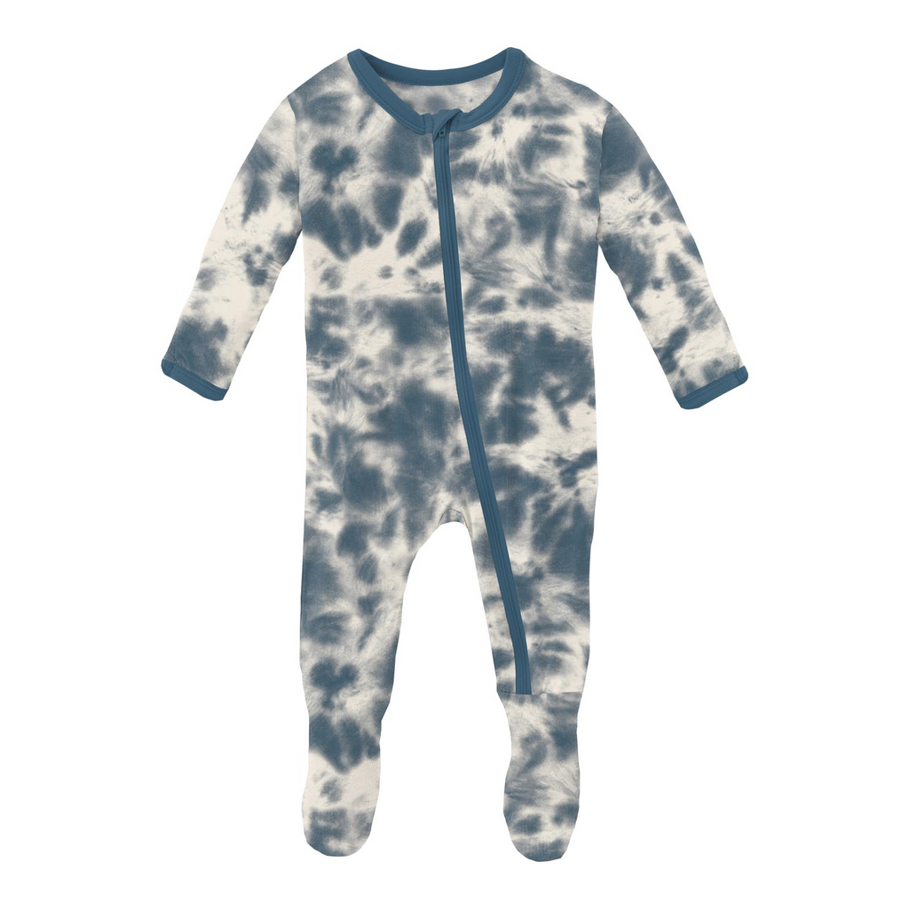 Print Zip Footie - Deep Sea Tie Dye