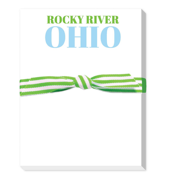 CITY AND STATE MINI NOTEPAD: NAVY/GREEN