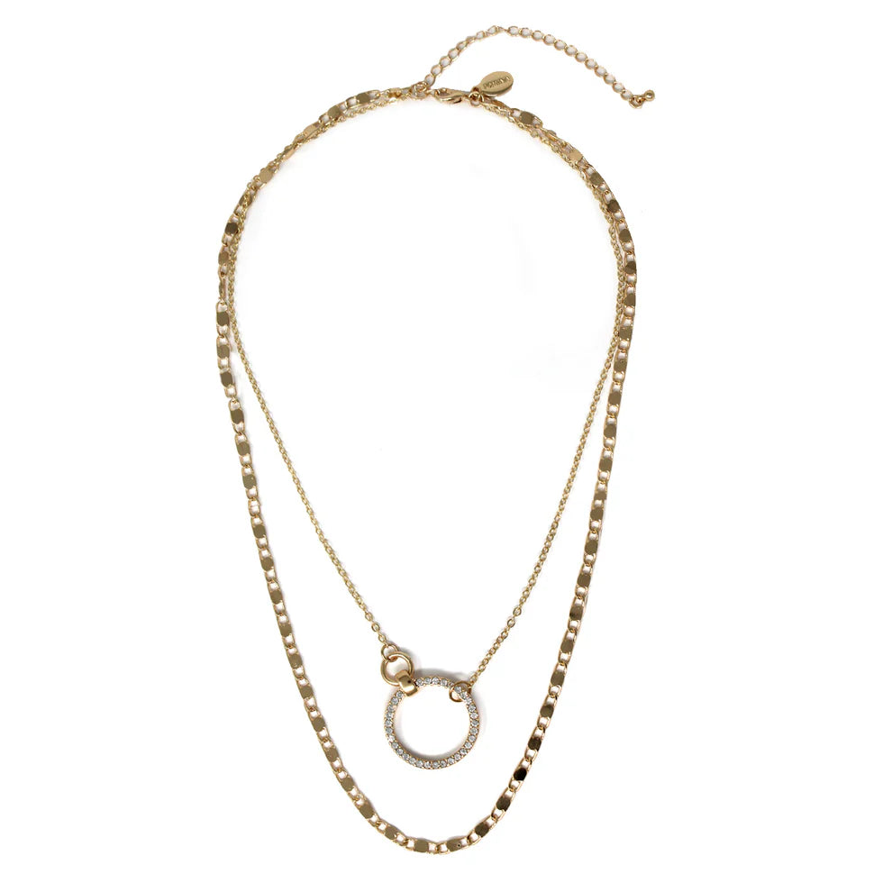 gold chain with rhinestone circle