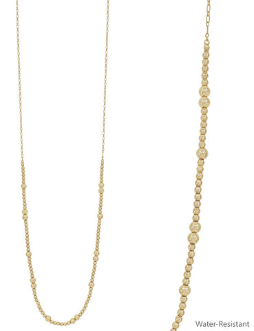 water resistant gold beaded necklace