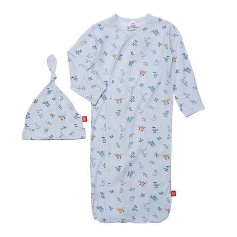 woodsy tale modal magnetic gown & hat - blue