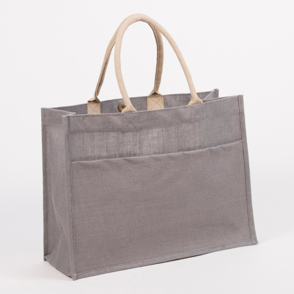 The Jute Pocket Tote - Gray