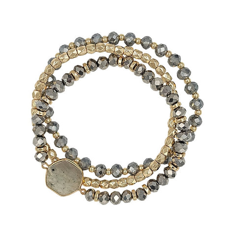 Grey Stone Bracelet Set