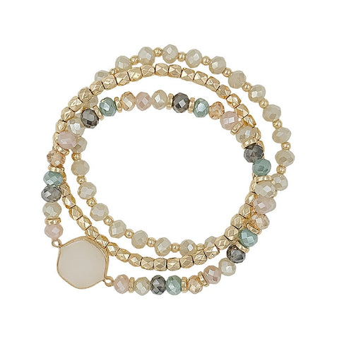 Cream Stone Bracelet Set