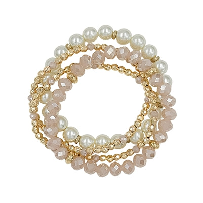 Pink Crystal Stretch Bracelet Set