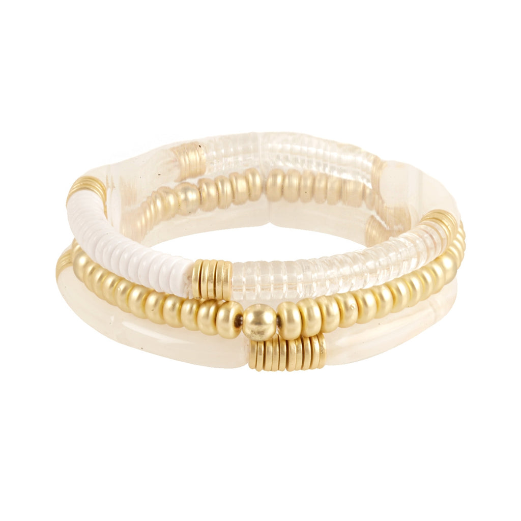 White + Crystal Stretch Bracelets