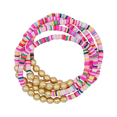Pink & Gold Stretch Bracelet