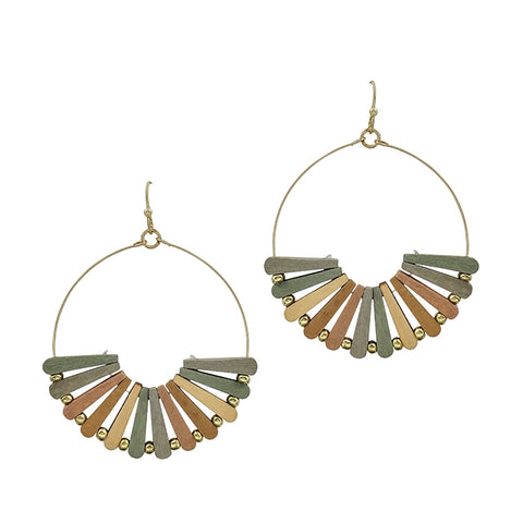 Wooden Half Moon Earring