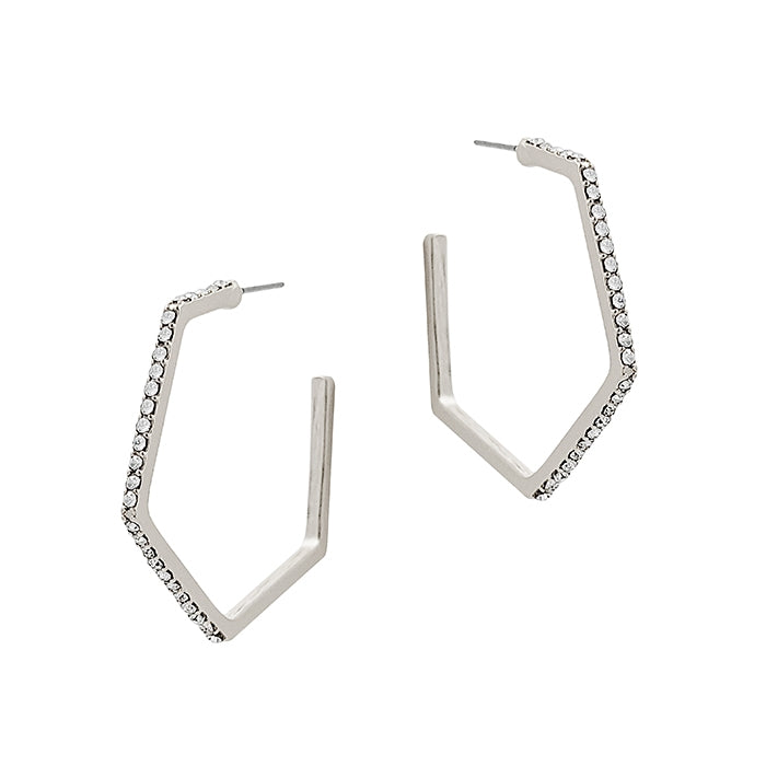 Sparkly Geo Hoop - Silver