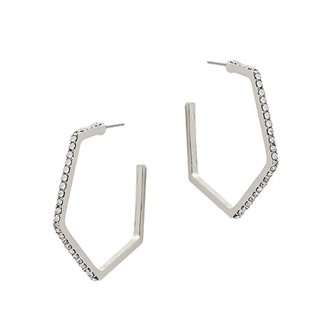 Sparkly Geo Hoop - Silver