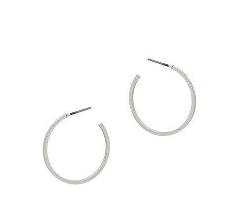 Small Sat-thin Hoop - Silver