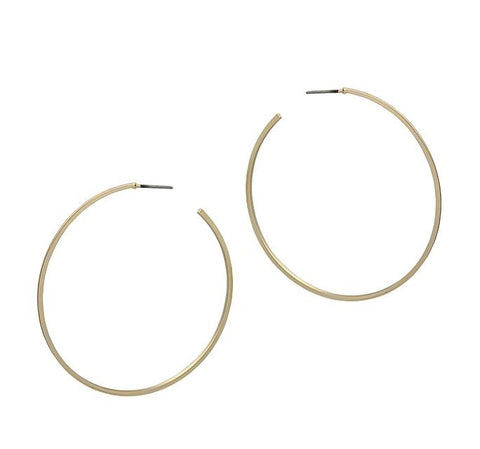 Large Sat-thin Hoop - Gold