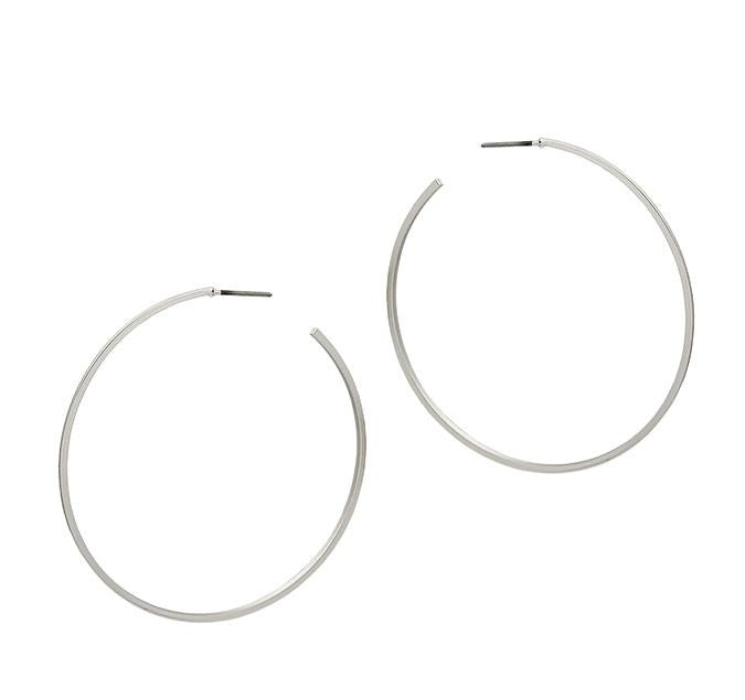 Medium Sat-thin Hoop - Silver