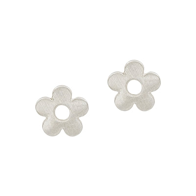 matte silver flower stud
