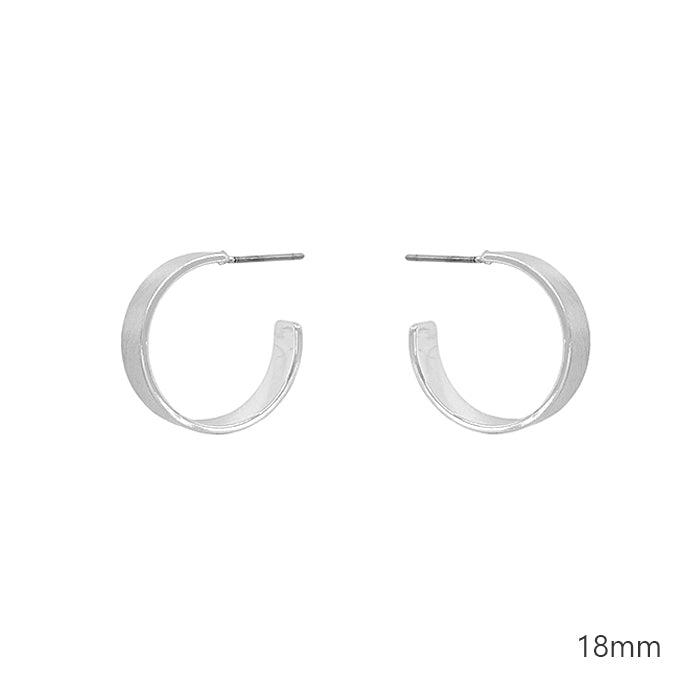 Matte Silver Textured Hoop Earring