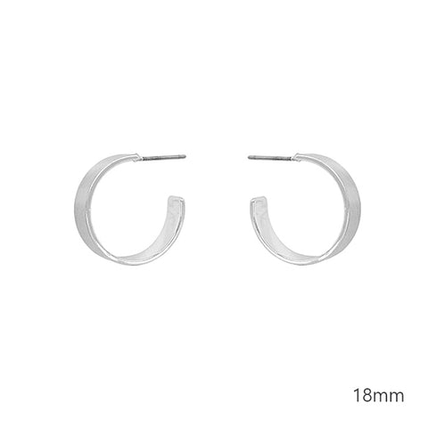 Matte Silver Textured Hoop Earring