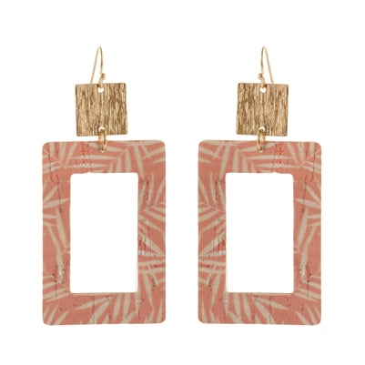 Pink Printed Cork Earring