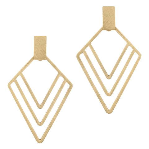 Matte Gold Geo Triangle Earring